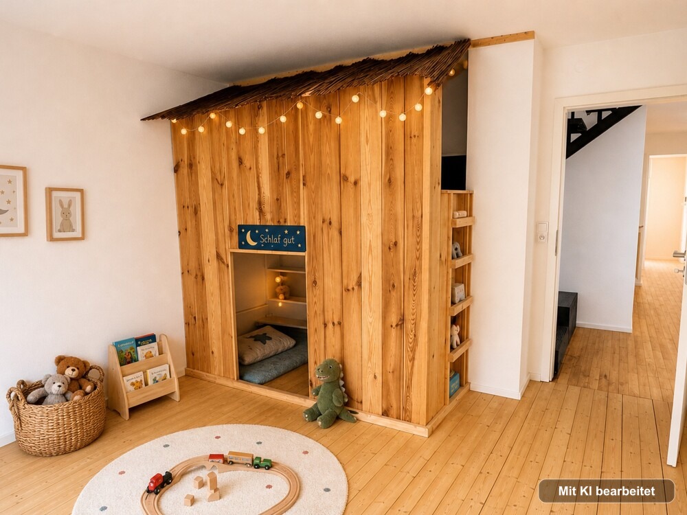 Kinderzimmer möbeliert - KI-Darstellung