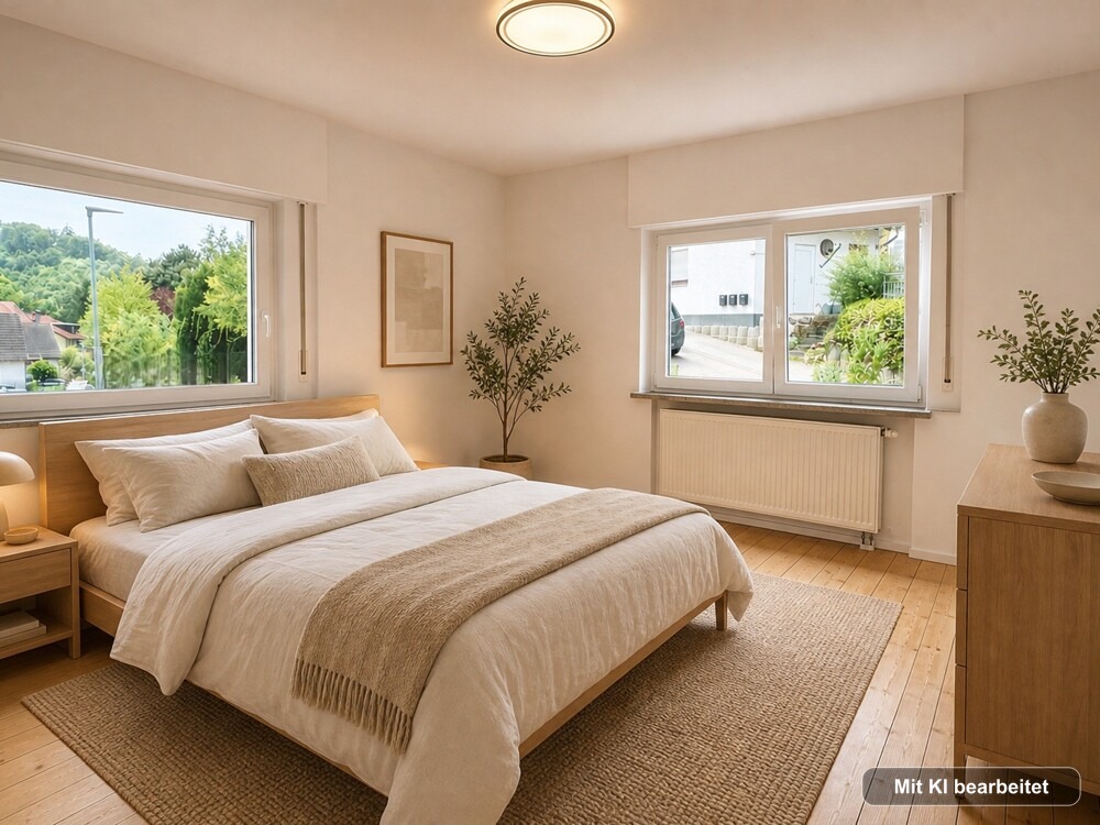 Schlafzimmer möbeliert - KI-Darstellung